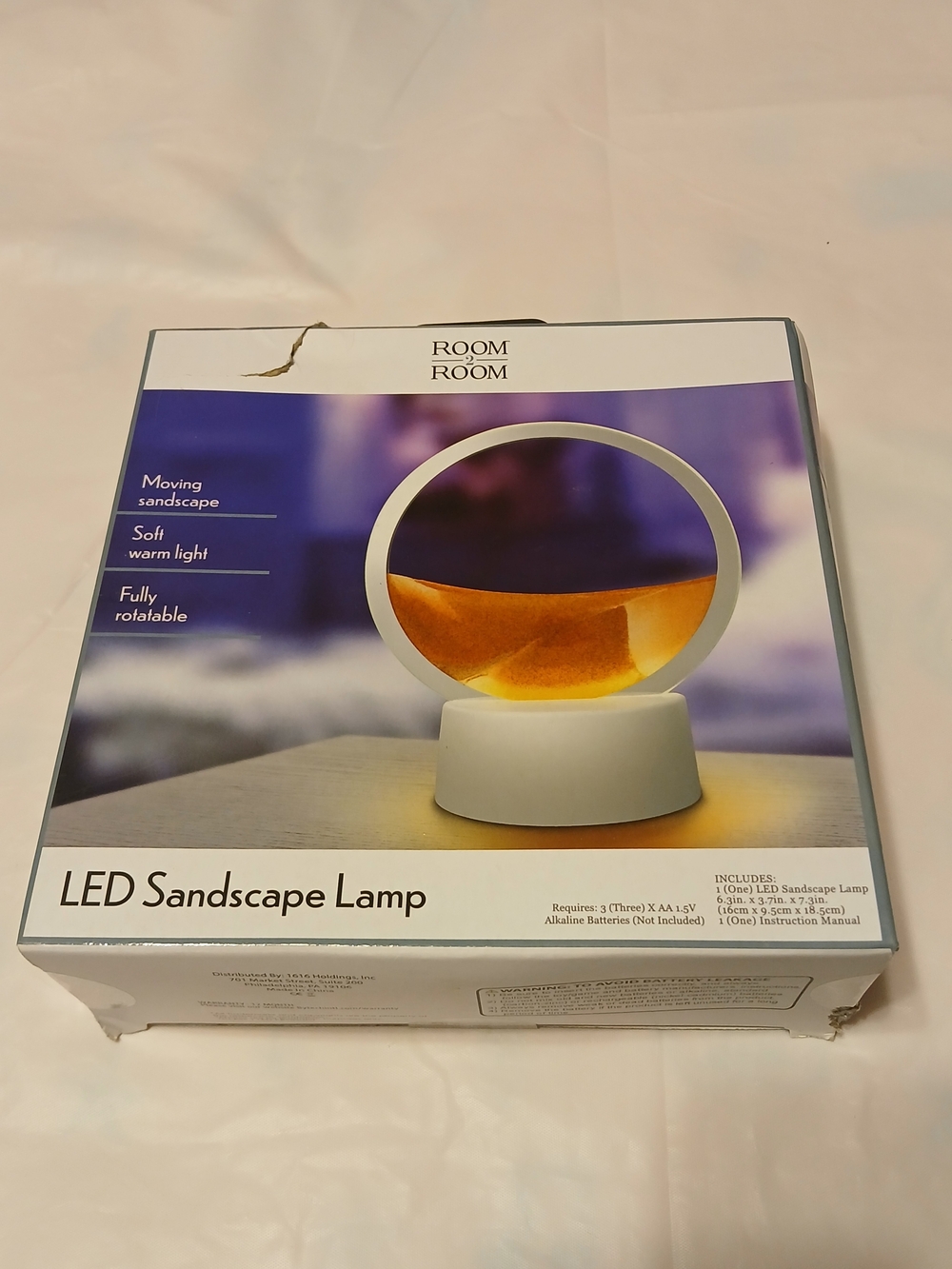 LED Sandscape Lamp in White with Amber Sand